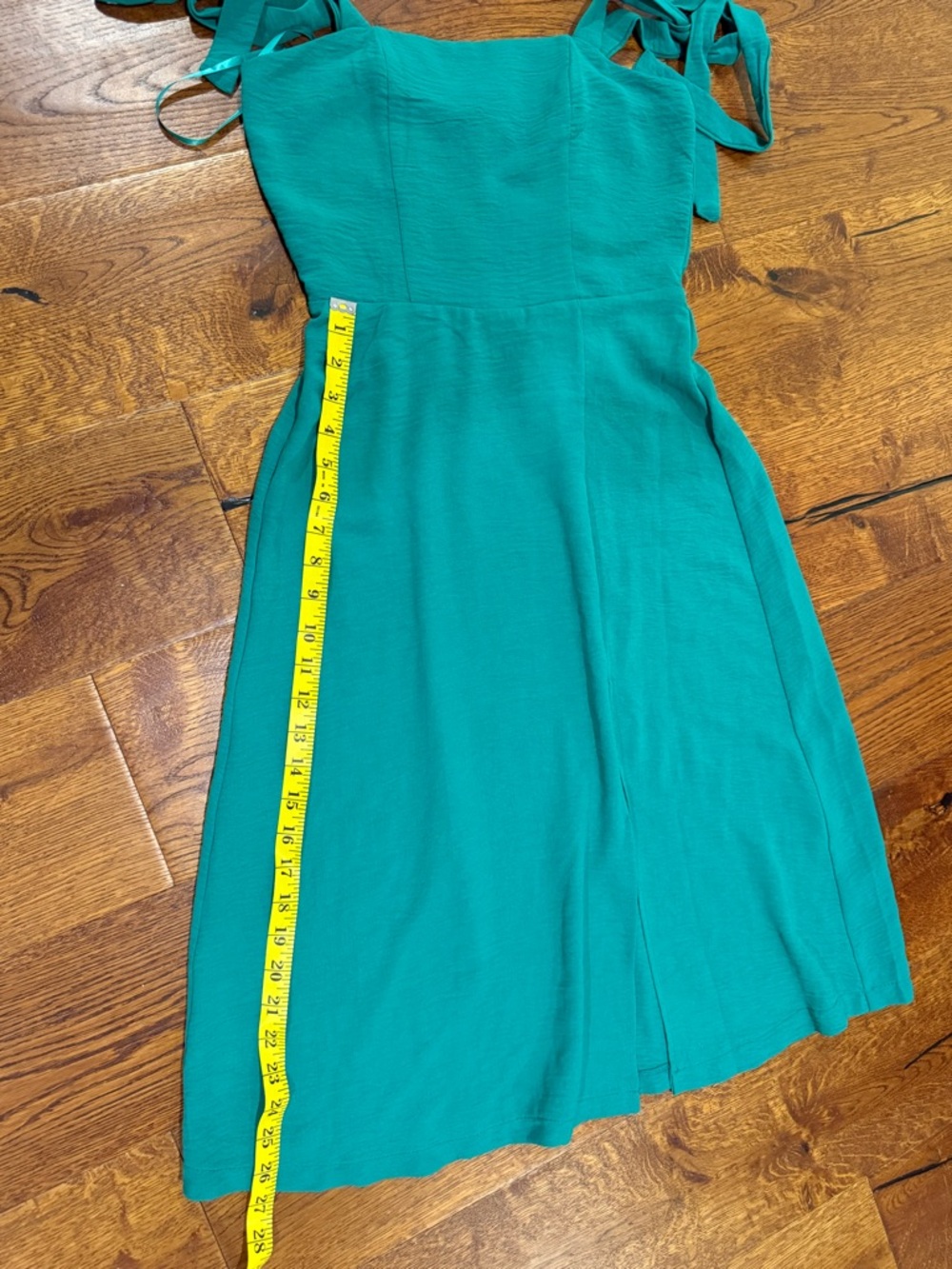 Monteau Los Angeles Green Tie Strap Midi Dress Size Small Smocked Back - Picture 14 of 14
